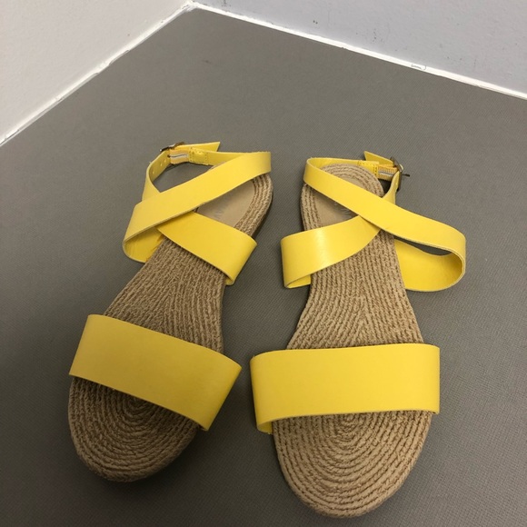 navy and yellow sandals